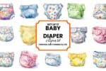 Baby diaper clipart, Watercolor clip art, PNG, transparant background, cute diapers, digital clipart, new born, baby graphics, baby shower