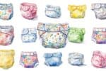 Baby diaper clipart, Watercolor clip art, PNG, transparant background, cute diapers, digital clipart, new born, baby graphics, baby shower