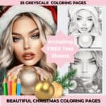 Beautiful Christmas Greyscale Coloring Pages