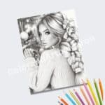 Beautiful Christmas Greyscale Coloring Pages