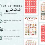 This Christmas bingo contains nine bingo cards, suitable for nine participants. Colored images and red markers for the bingo board.