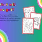 Charming unicorn illustration from a digital download unicorn coloring book.