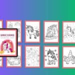 Kawaii unicorn drawing from the printable unicorn coloring book for endless coloring fun