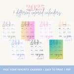 2025 calender easy to print