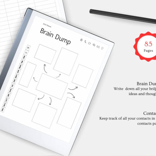 2025 Planner for reMarkable Paper Pro, remarkable templates, remarkable calendar, remarkable