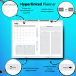 Weekly planner for GoodNotes, Noteshelf, and Notability with templates for goal-setting, to-do lists, and time management.