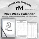 Hyperlinked 2025 digital calendar for reMarkable devices, perfect for seamless daily, weekly, and monthly planning.