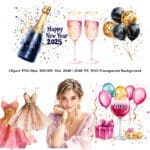 They are also ideal for scrapbooking enthusiasts who want to document their New Years celebrations or for small business owners who want to create attractive promotional materials for the holidays.