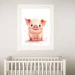High-resolution pig nursery print, easy to print at home or professionally for a stylish farm-inspired wall art display.