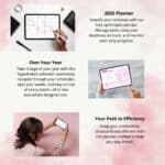 Daily planner template for GoodNotes and Notability, featuring hyperlinked pages for seamless navigation and detailed planning.