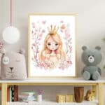 Royal Baby Room Decor – Princess, Castle & Unicorn Art Set | A charming fantasy print set, adding magic to a baby girl’s nursery.