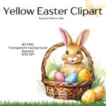 Yellow Easter Clipart, Yellow Clipart, Easter Eggs, Easter Wreath, Easter Basket, Aquarelle, Bright Watercolor Bouquets, Aquarelle Flowers | WeLoveWestern