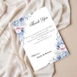 unique wedding thank you cards with clean layout and soft pastel background