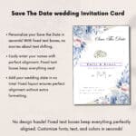 Printable save the date wedding invitation card created in Canva, perfect for digital or print use.