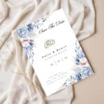 Sample Canva save the date card shown with floral details and customizable layout.