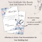 editable thank you note for wedding guests shown in Canva with custom text