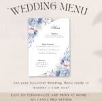 minimalist wedding menu card printable with modern fonts and neutral colors