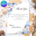wedding thank you card template printed on elegant stationery with floral accents