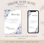wedding thank you note shown in mobile format ready for digital sharing