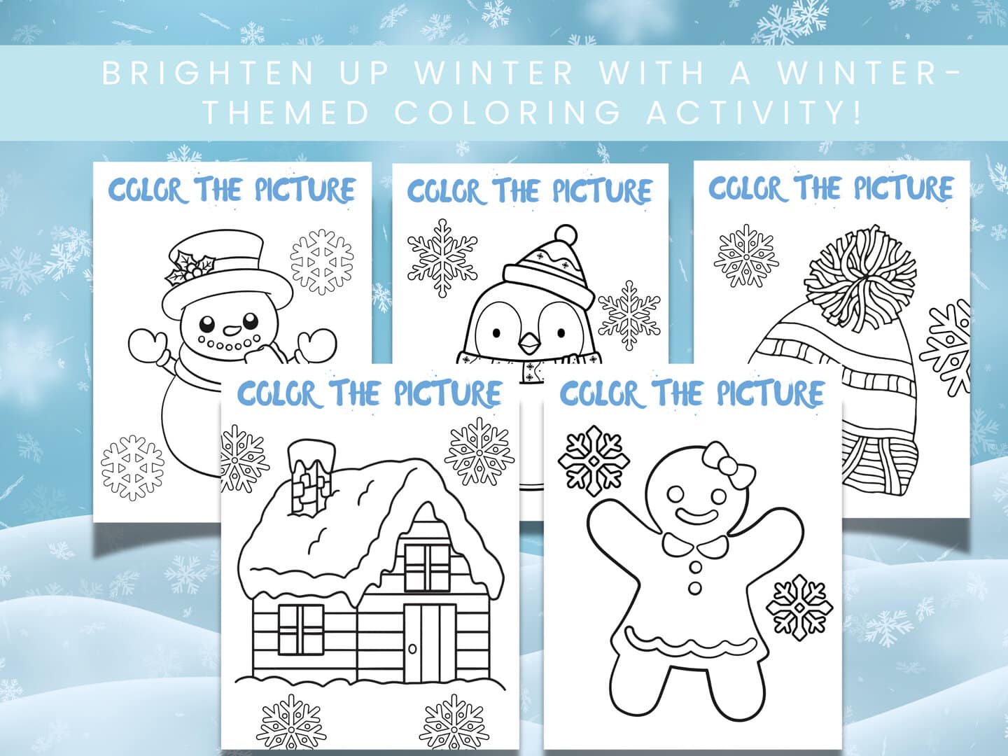 Winter Activity Pack for Kids Printable Bundle with Coloring Pages Winter Activity Pack for Kids Printable Bundle with Coloring Pages